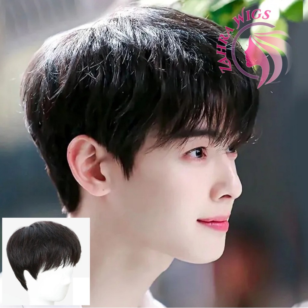 Wig Pria Rambut Pendek Warna Hitam Versi Pria Korea -COD