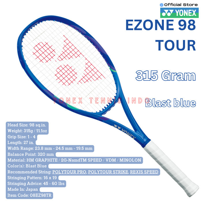 Yonex EZONE 98 TOUR 315g Blast blue - racket tennis