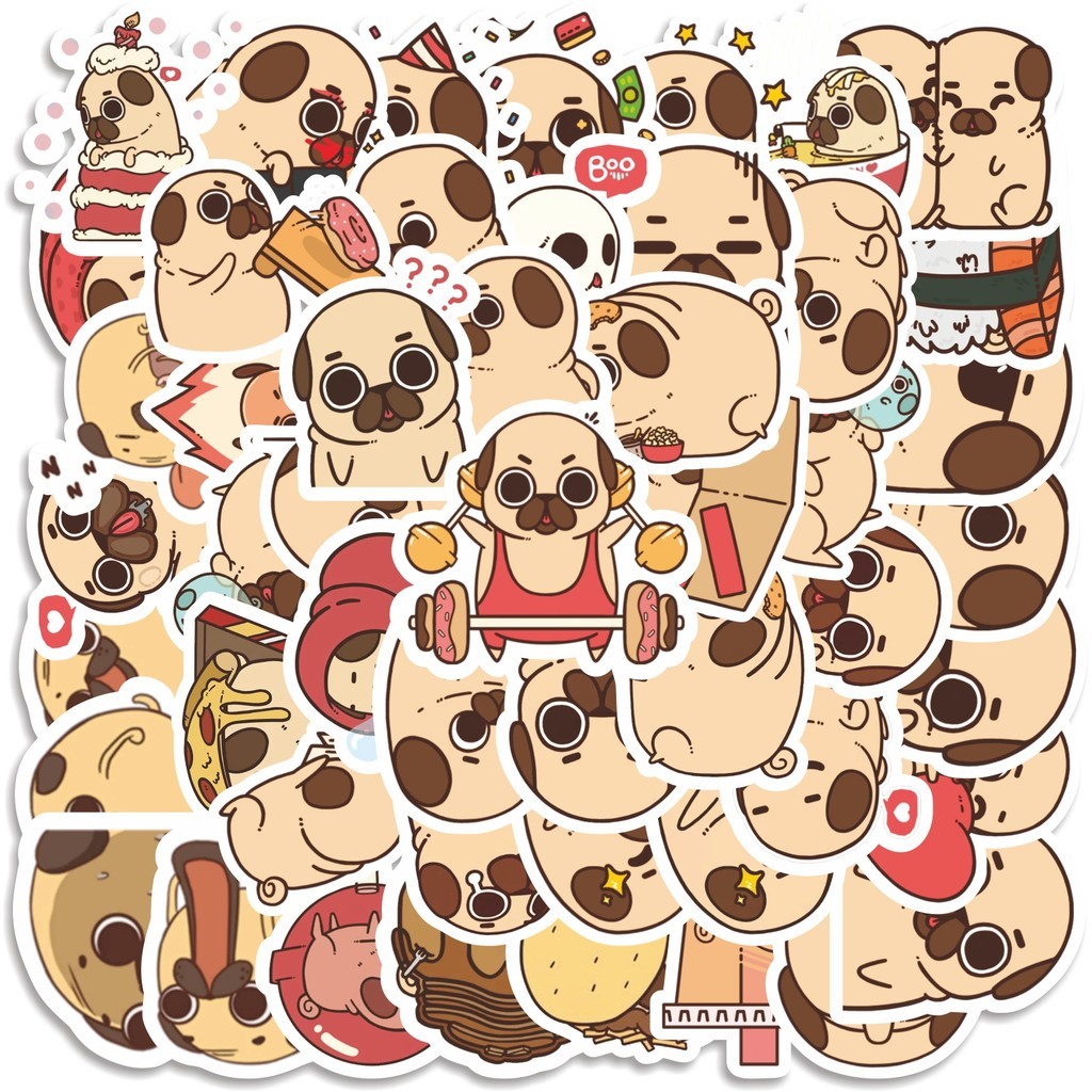

COD 50 Pcs Stiker Cute Pug Funny Dog V1 Lucu Anti Air Untuk Dekorasi Notebook Sepeda Skateboard Handphone