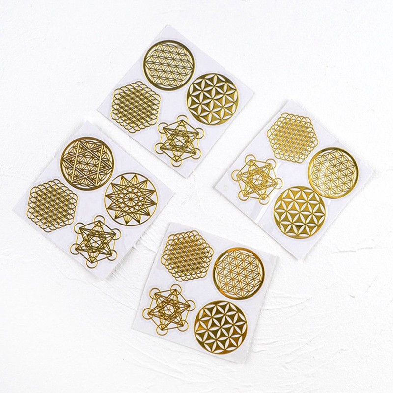 

MYMF-48Pcs/Set Metal Energy Decor Sticker Flower Of Life Children's Day Gifts 7 Chakra Copper Energy Tower Orgonite Stickers