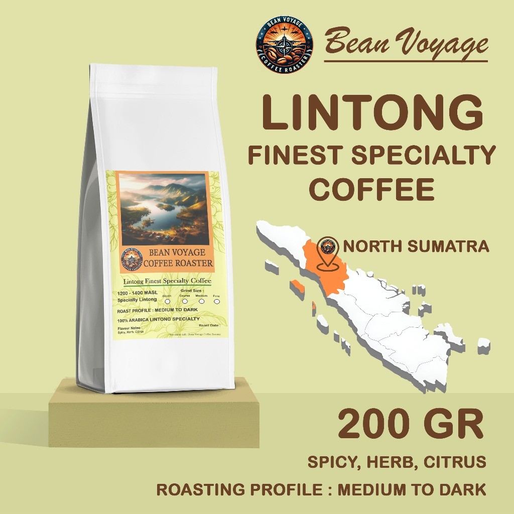 

Bean Voyage Biji Kopi Bubuk Arabika Lintong Specialty Roasted Beans Full Arabica Coffee 200g