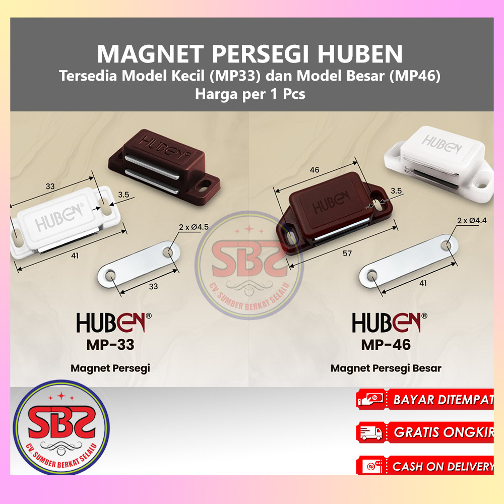HUBEN Magnet Magnit Persegi Kecil Besar (Small and Large) MP33 dan MP46 Huben Magnet Lemari Pintu