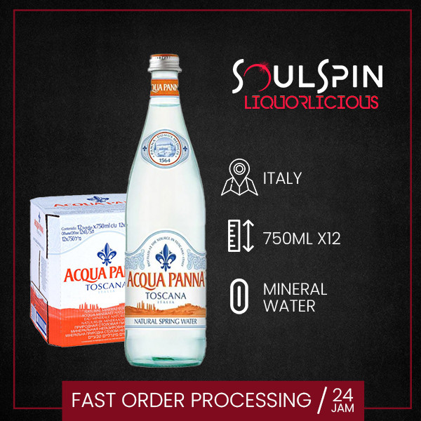 Acqua Panna Natural Mineral Water 750ml [ Dus isi 12 Botol ] Khusus Instan - Only Instant Delivery