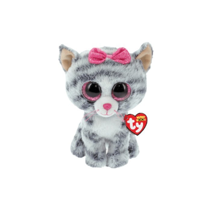 [New Collection Kids] TY Beanie Boos Kiki Cat Grey (Regular) - Boneka Kucing