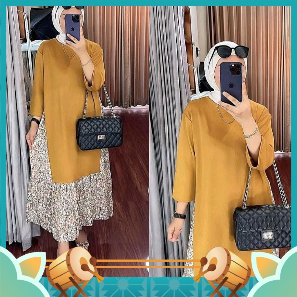 Gamis Modern Mewah Cantik Anggun bahan Premium Termurah / GAMIS MIDI KNIT IMPORT COMBINASI  Rayon PR