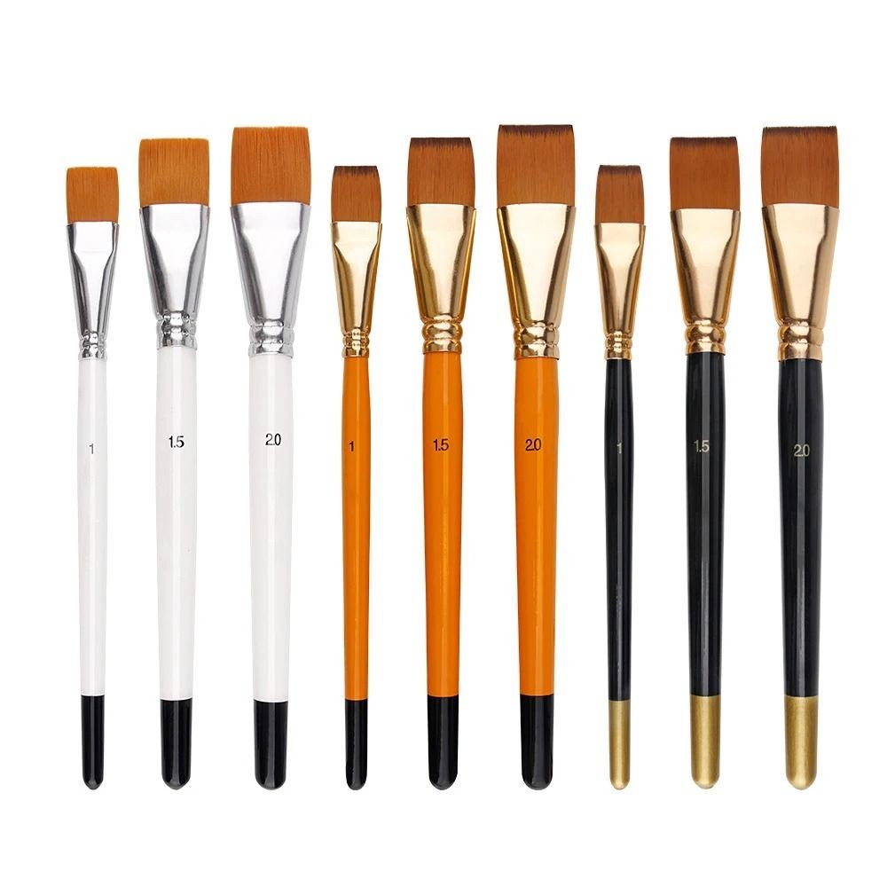 

3PCS/Set Oil Painting Brush 3Color Big Flat Head Short Rod Set Nylon Hair Painting Watercolor Brush Artist Painting Brushes