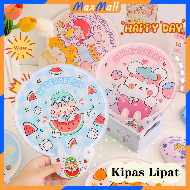 Kipas Tangan Aesthetic Cartoon Style Karakter Lucu Handfan Kipas Tangan Lipat Portable Mini Kipas Ta