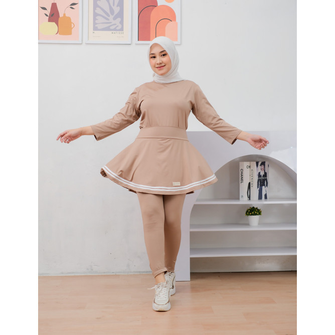 Setelan Pakaian Wanita Olahraga Atasan Set Rok Legging Olahraga Jogging Gym Bersepeda Outdor Premium