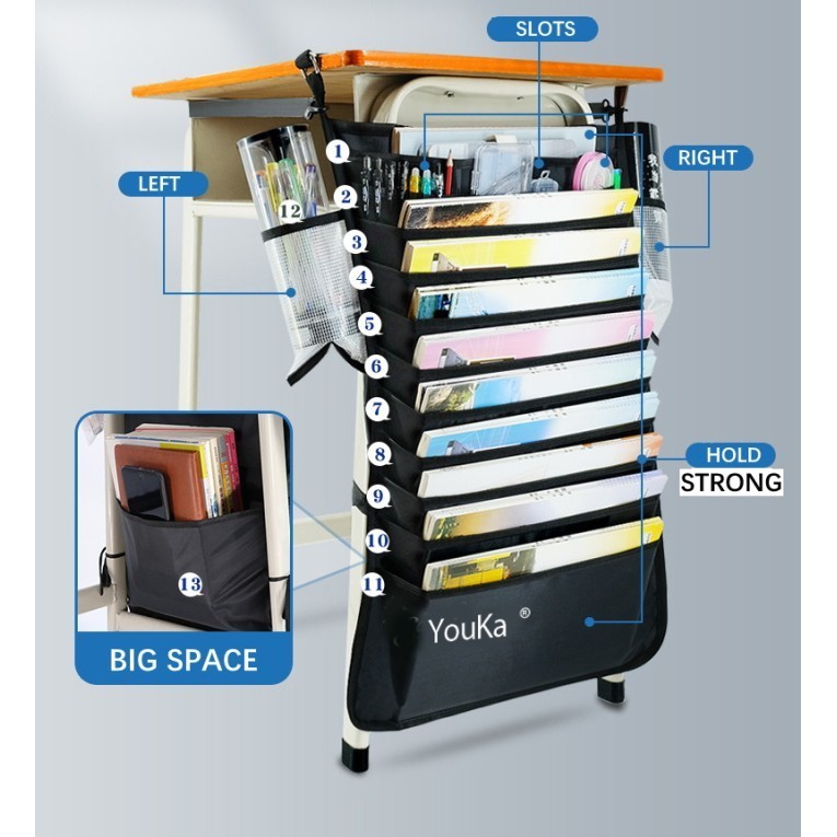 

[LOGU] Rak gantung buku meja, Gantungan meja organizer buku sekolah