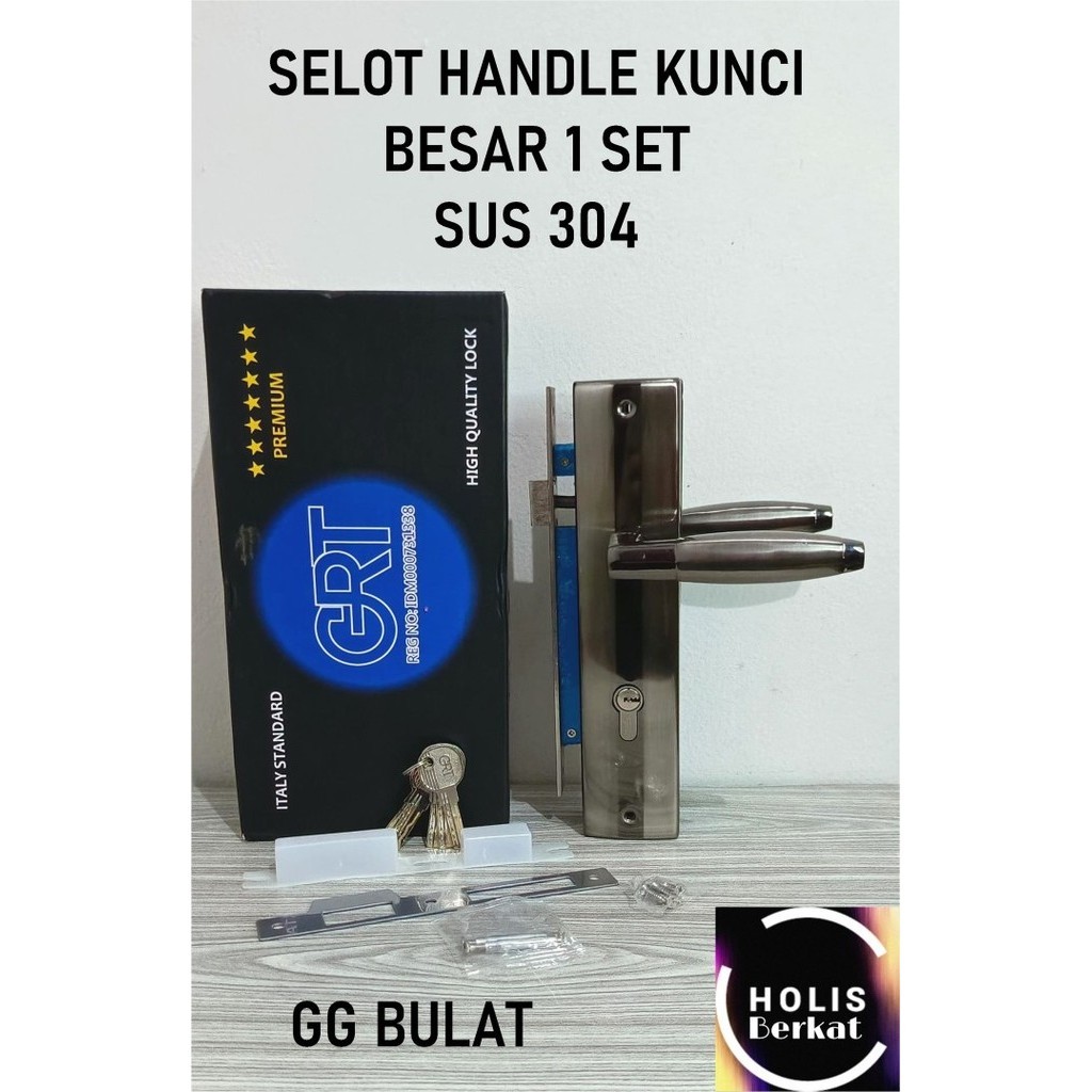 GRT PREMIUM Slot Handle Kunci Pintu Rumah Besar BULAT Tebal Plat 2 mm SUS 304
