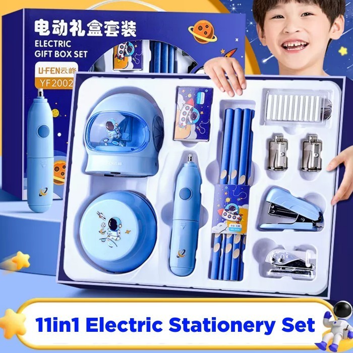 

PROMO!! -Stationery set alat tulis elektrik / Serutan otomatis dan alat vakum - Biru 7 in 1