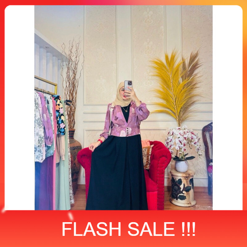 PROMO ONE SET GAMIS INNER + OUTER / Setelan Gamis Outer Inner/ Gamis Kekinian