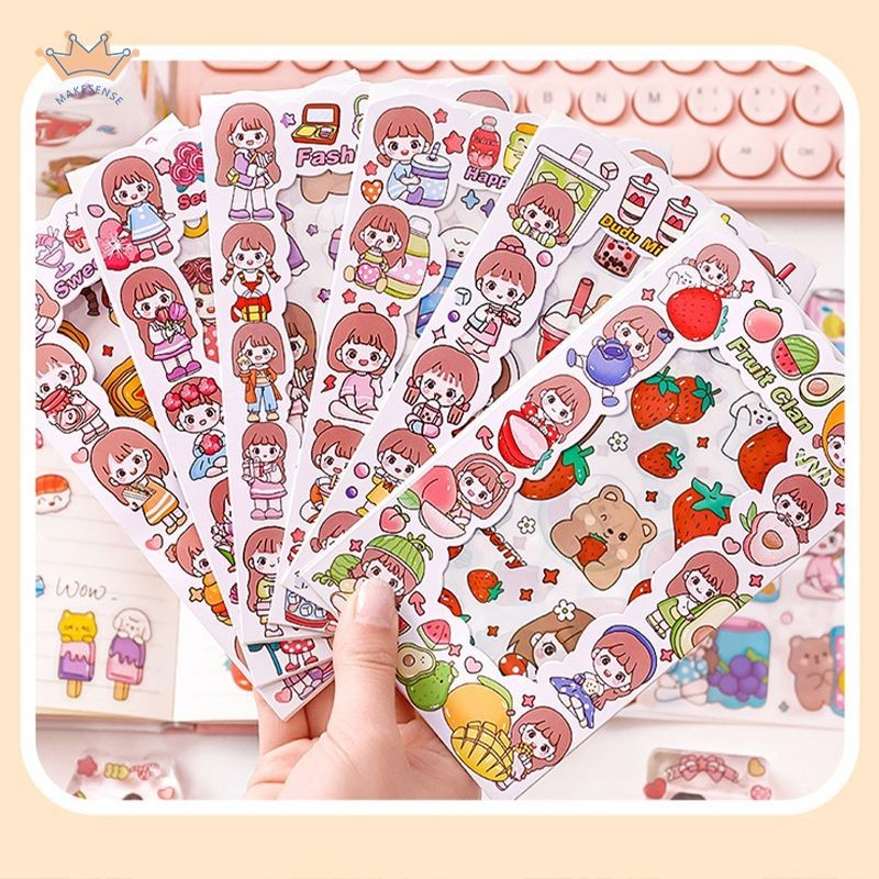 

Happy Girl Hand Ledger Stiker Ins Creative Cute Siswa Kartun Album Diy Dekorasi Sticker MK