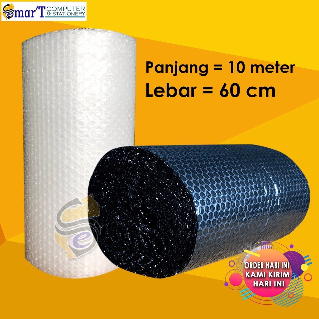 

BUBBLE WRAP 10M X 60CM TEBAL, READY WARNA HITAM & PUTIH