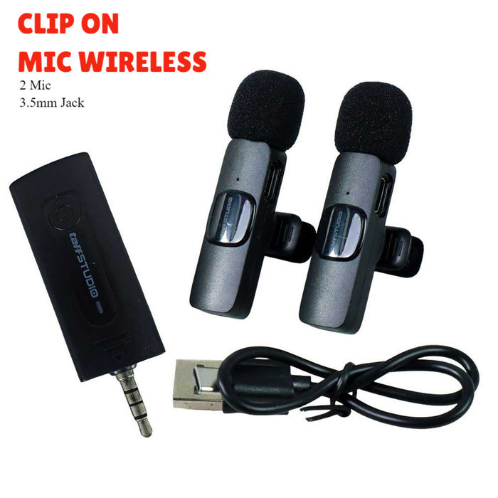 Clip On Mic Wireless Mikrofon Vlogging Vlog 3.5mm Jack Input