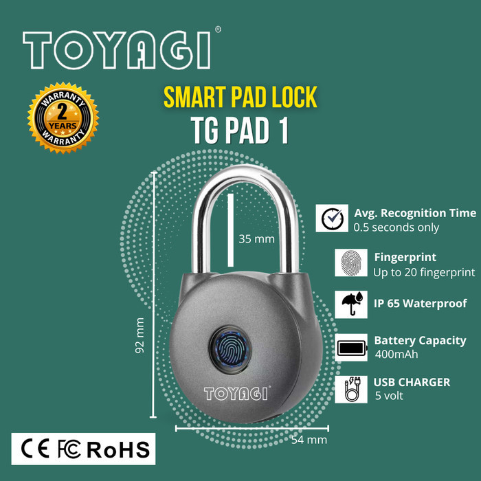 

[MALL] KUALITAS TERBAIK TOYAGI Smart Padlock/ Gembok Rumah, Motor Pintar TG PAD 1