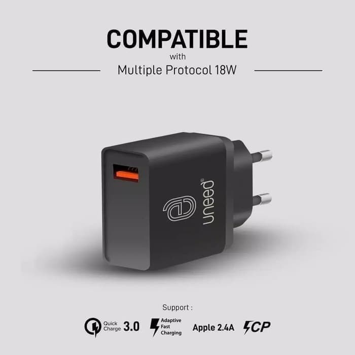 ✨BEST✨ -UNEED CHARGER ADAPTER FAST CHARGING QC 3.0 18w GARANSI RESMI UNEED