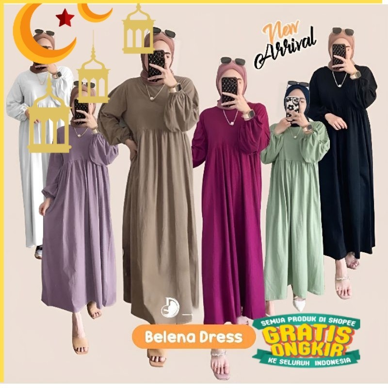 Balena Midi Dress Katun Premium//Balena Dress Katun Premium Balena Midi Crinkle Kancing Belakang Bal