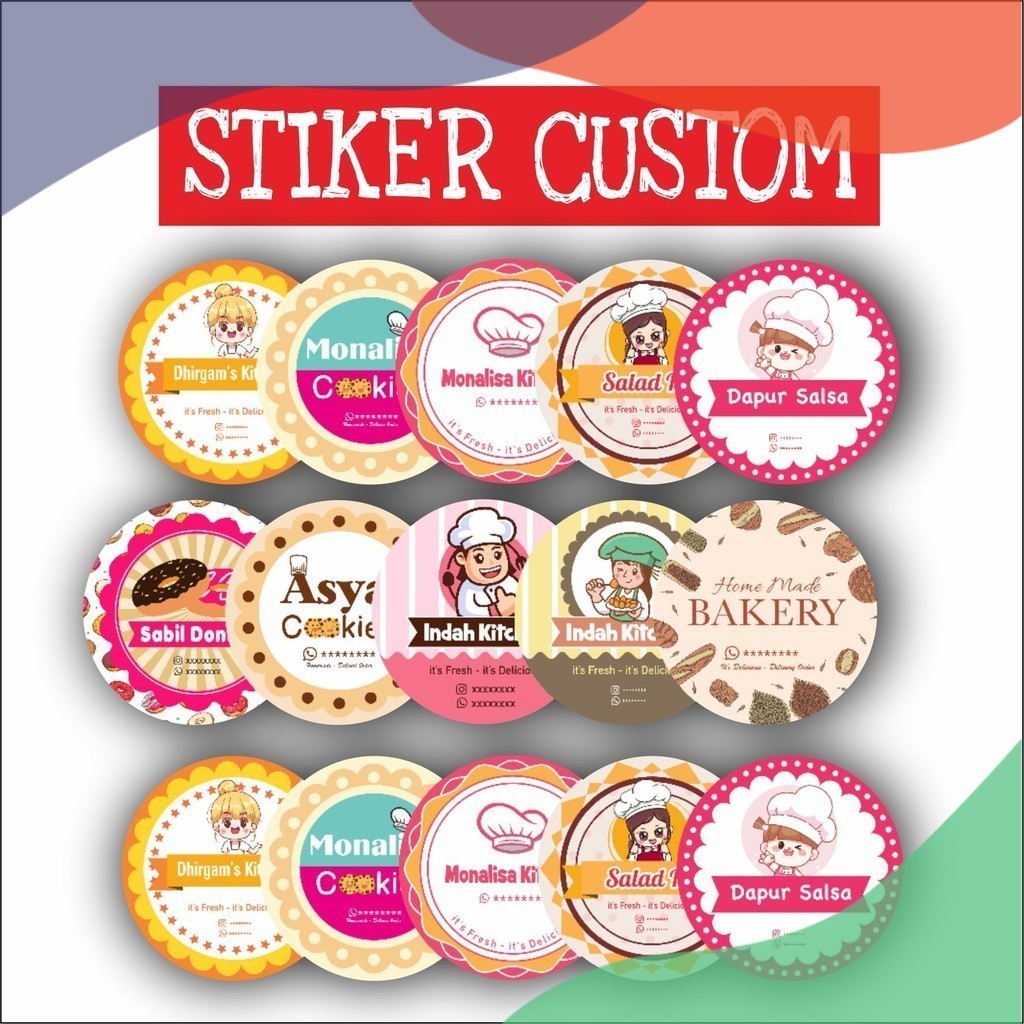 STIKER Cetak Sticker Label Kemasan Makanan Logo Bulat Chromo Vinil StikerToples Kue Kering Stiker Bo