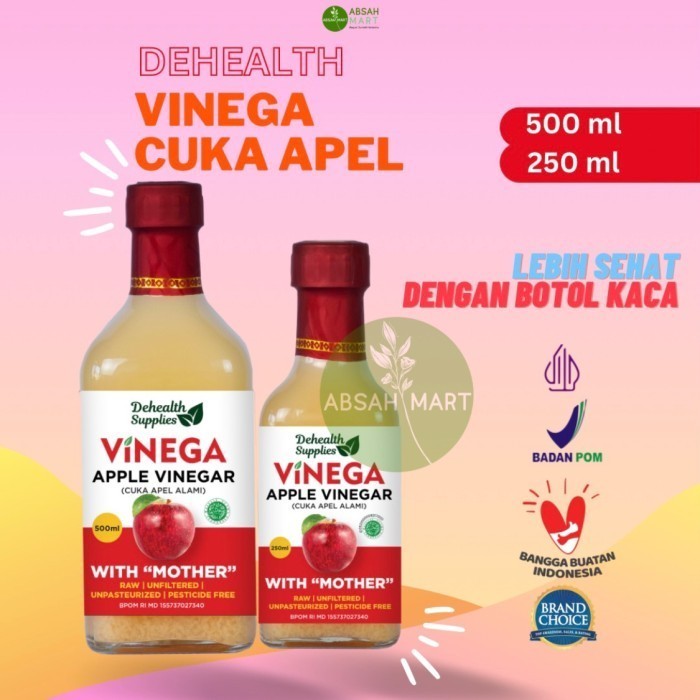 

Cuka Apel dehealth vinega finega 250 ml dan 500 ml raw unfiltered (=)