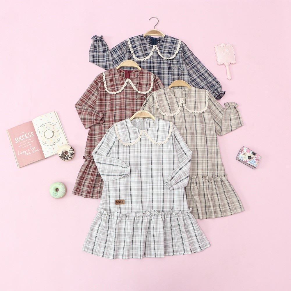 Deulis Maira Dress Gamis Anak Perempuan/Maron merah bata red anak tanggng