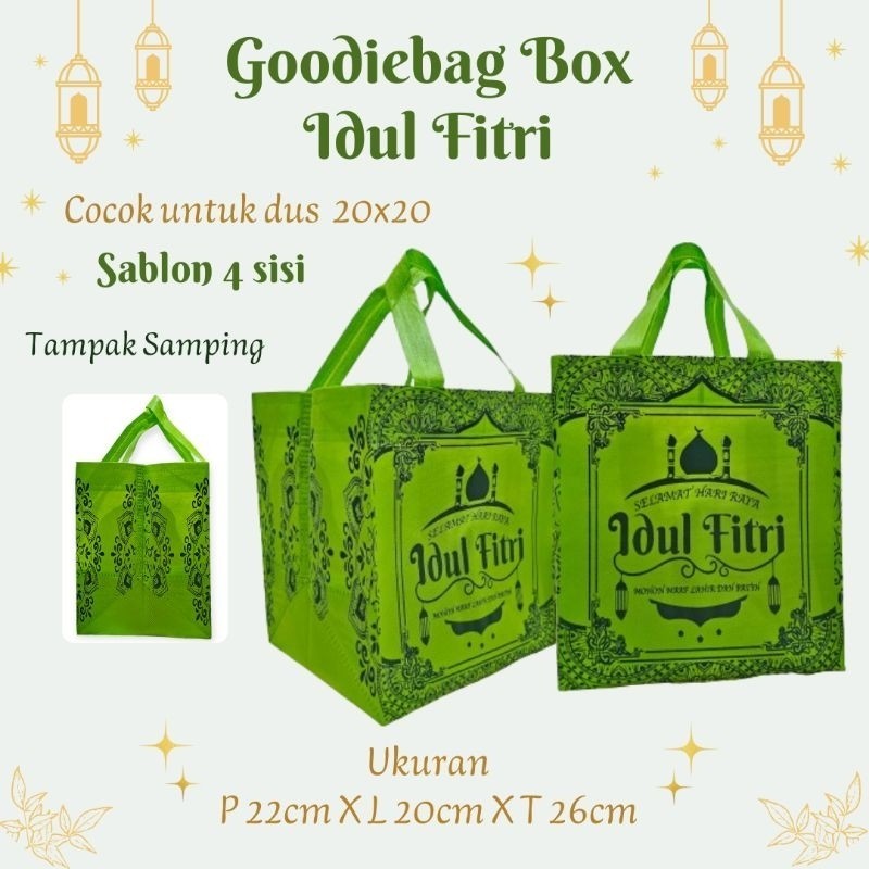 

(LUSINAN 12pcs) Goodie bag BOX IDUL FITRI edisi 2024/tas lebaran/tas box kue