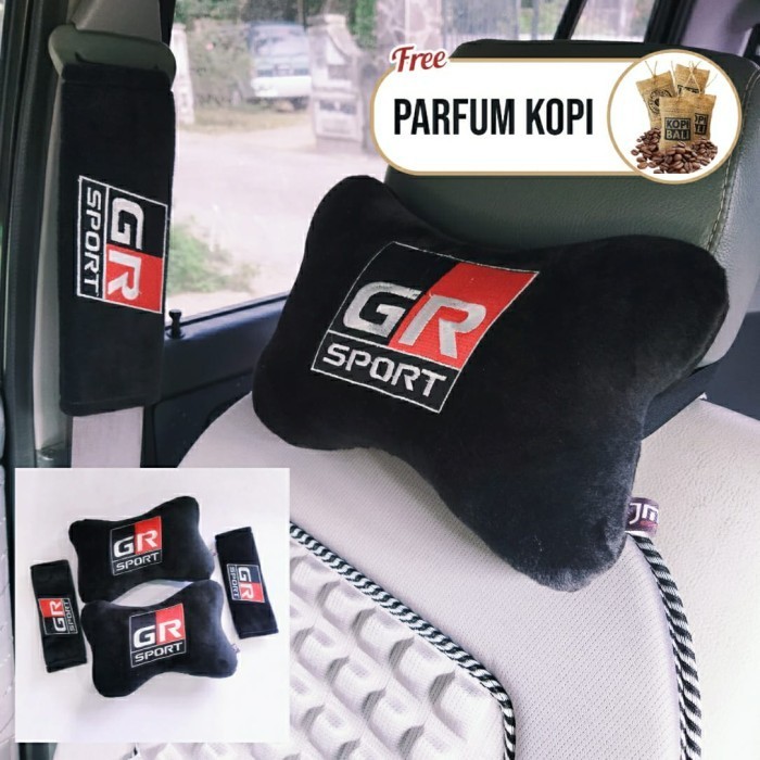 Kenna Bantal Mobil Leher Bordir GR Sport/Sandaran kepala Jok Kursi Mobil