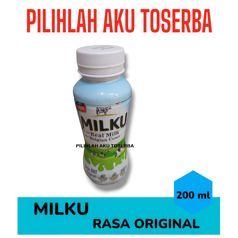 

RB MILKU Susu UHT Rasa ORIGINAL 200 ml - (1 pack isi 12 botol) GRAB/GOJEK