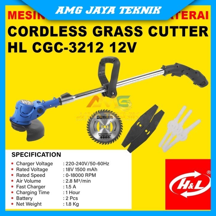 MESIN POTONG RUMPUT CORDLESS BATERAI H&L HL 12 VOLT HL CGC 3212 12V