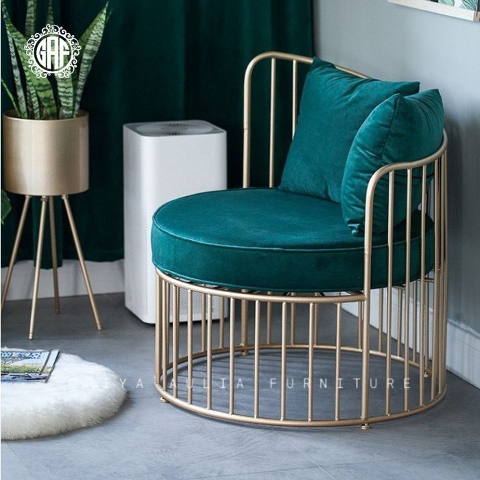 Kursi santai besi finishing gold kursi modern