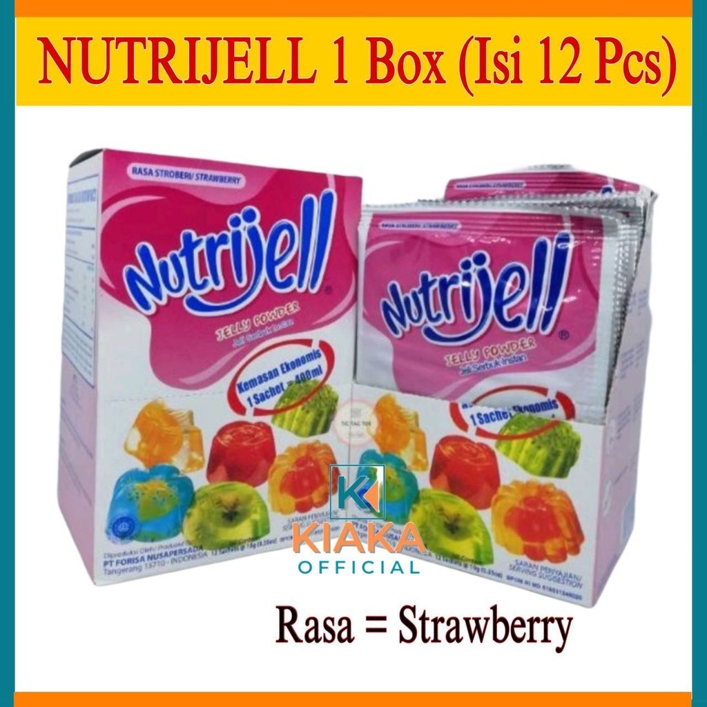 

Nutrijel Jelly Instant 10gr Rasa Strawberry Kemasan Ekonomis 1 Pack / 12 Sachet