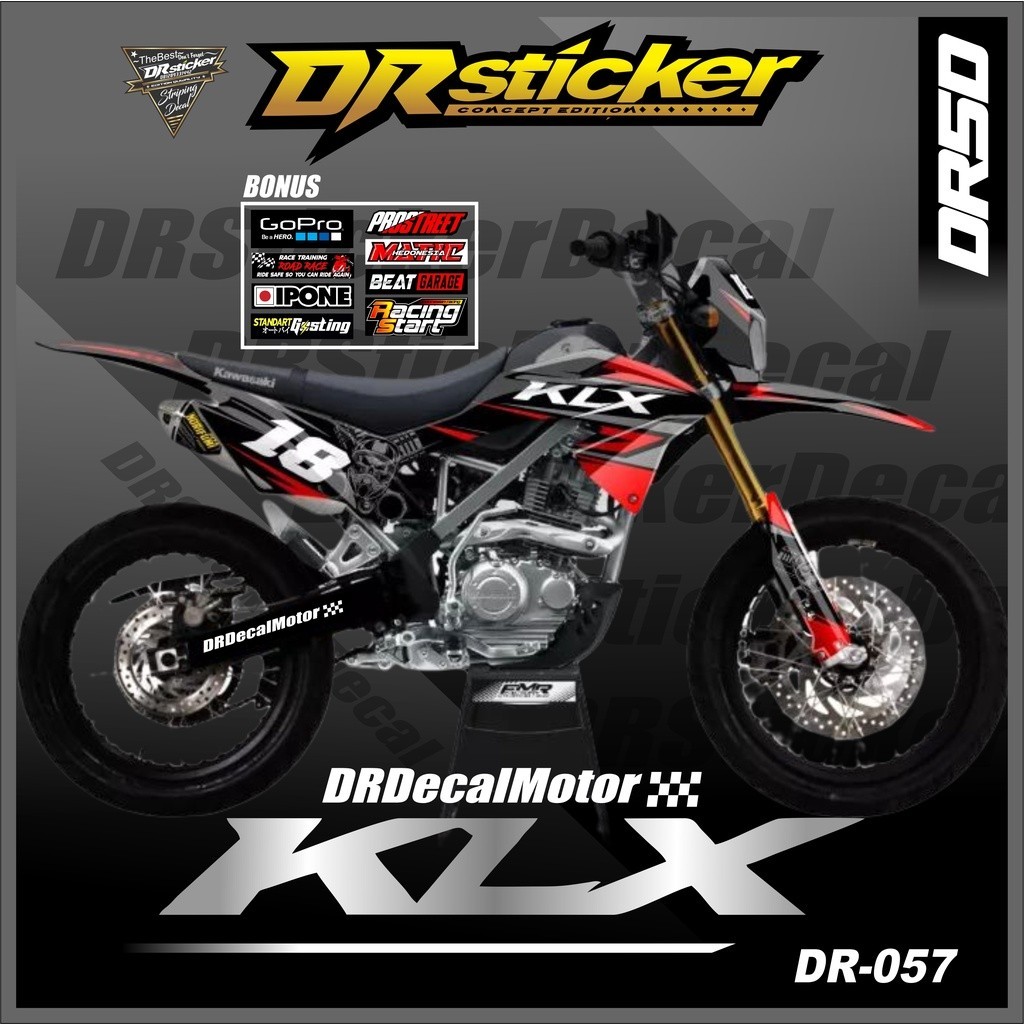 Decal Sticker Motor Cross KLX 150Bf Fullbody - Dekal Stiker KLX Bf Custom Desain Simpel DR-STICKER