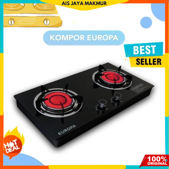 Kompor europa 2 tungku/Kompor gas infrared/kompor kaca bara