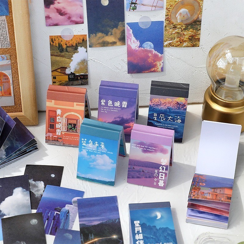 

[Gongjin] 50pcs Deco Sticker Cloud XKWY Paper Scrapbook Journal DIY Dekorasi Estetik Pemandangan