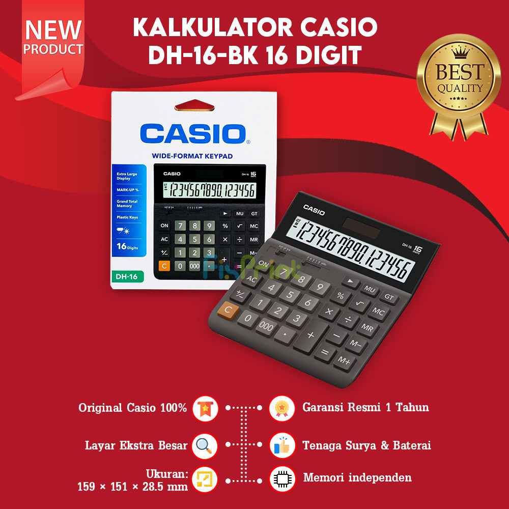 

Kalkulator DH-16 Casio 16 Digit, Calculator Desktop DH-16-BK 16 Digits New Original