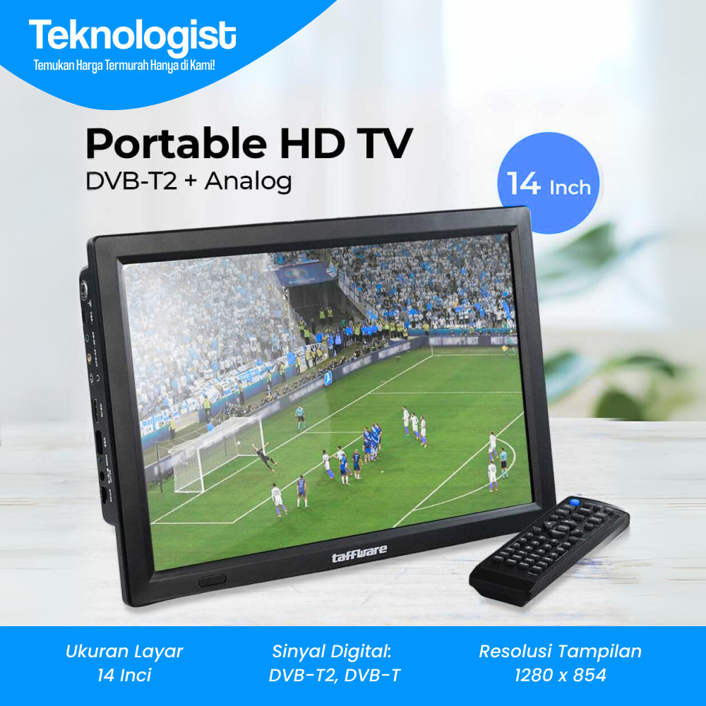 Taffware Monitor TV Portable HD 14 Inch DVB-T2 + Analog