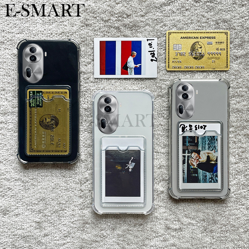 For OPPO Reno 11 Pro 11F Case Classic Silicone Soft Transparent with Card Slot Shockproof for Oppo R