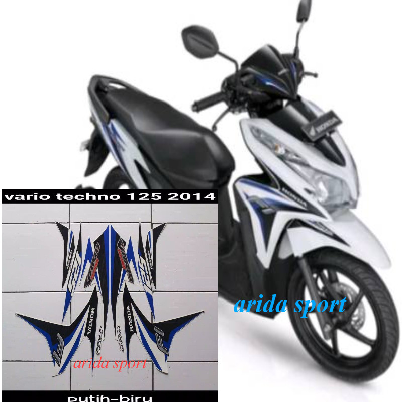Stiker striping motor honda vario techno 125 fi old lama 2014 putih biru