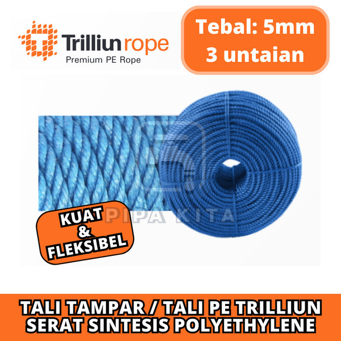 Tali Tampar 5 mm TRILLIUN Per Meter Polyethylene Tali Tambang Plastik