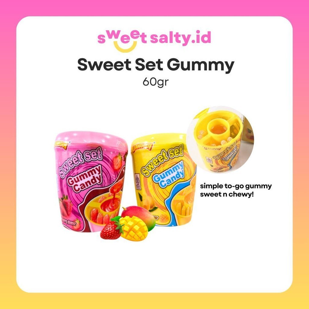 

HALAL Lianggui Permen Sticky Sweet Set Gummy dengan Saus Selai Rasa Set Gummy dengan Saus Selai Rasa Stoberi Mangga 60gr - HALAL