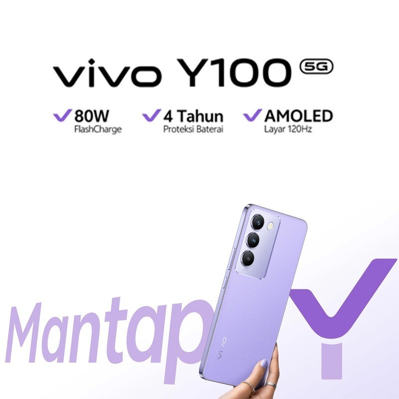 Vivo Y100 5G 8GB+8GB Extended RAM 256GB ROM 80W NFC Garansi Resmi Original