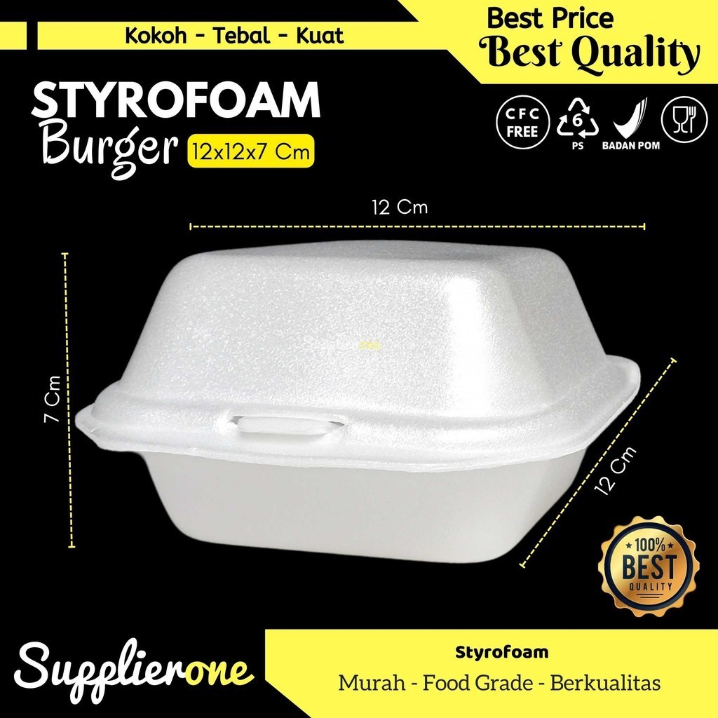 Styrofoam Burger / Styrofoam 12x12x7 Cm / Sterofoam Makanan / Styrofoam Box Makanan / Sterofoam Box 