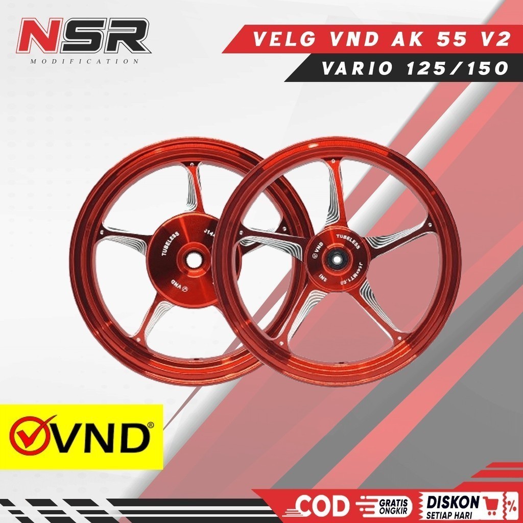 Velg Racing VND Ak 55 V2 F.1.60x14 &amp; 1.85x14 Vario 125/150 BEAT SCOOPY R.14 160-185
