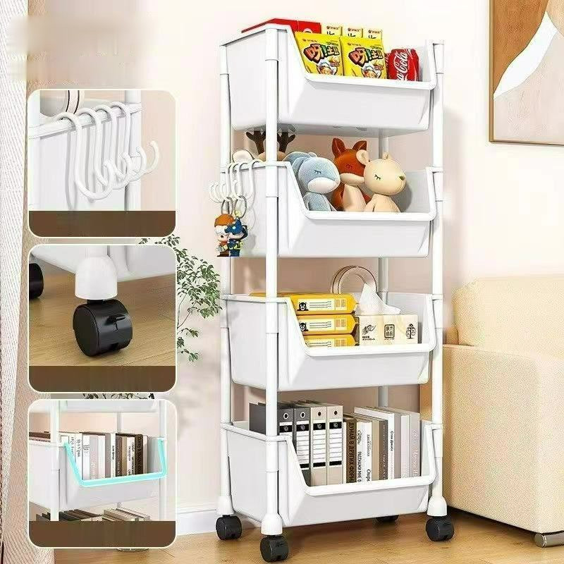 Rak Penyimpanan Troli Makanan Ringan Rak Rumah Tangga  Rak Buku Penyimpanan Beroda Multi-lapis