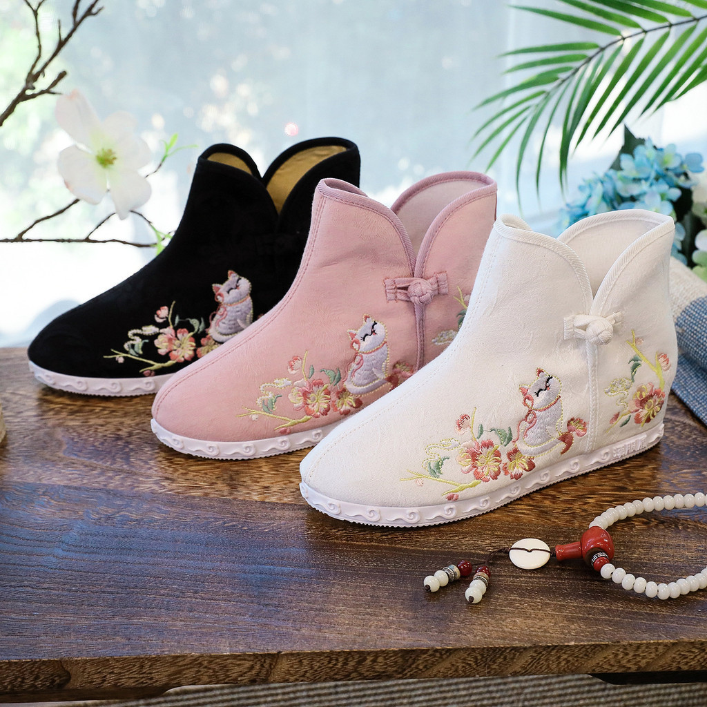 Sepatu Bot Pendek Wanita Sepatu Bot Wanita Lapis Tunggal Sepatu Bot Kain Bordir Sepatu Bot Wanita Mu