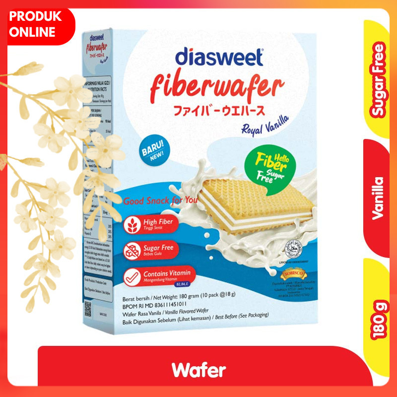 

Diasweet Fiberwafer Camilan Wafer Royal Vanila 180 g