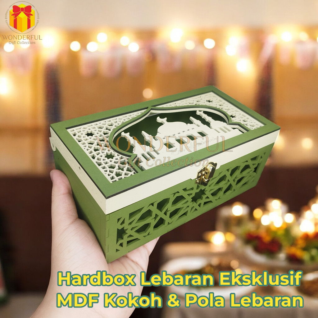 

Hardbox Lebaran/Ramadhan/Idul Fitri MDF Hijau Putih Persegi Panjang 22 x 11 x 8 cm - RMD-MDF-PP-22