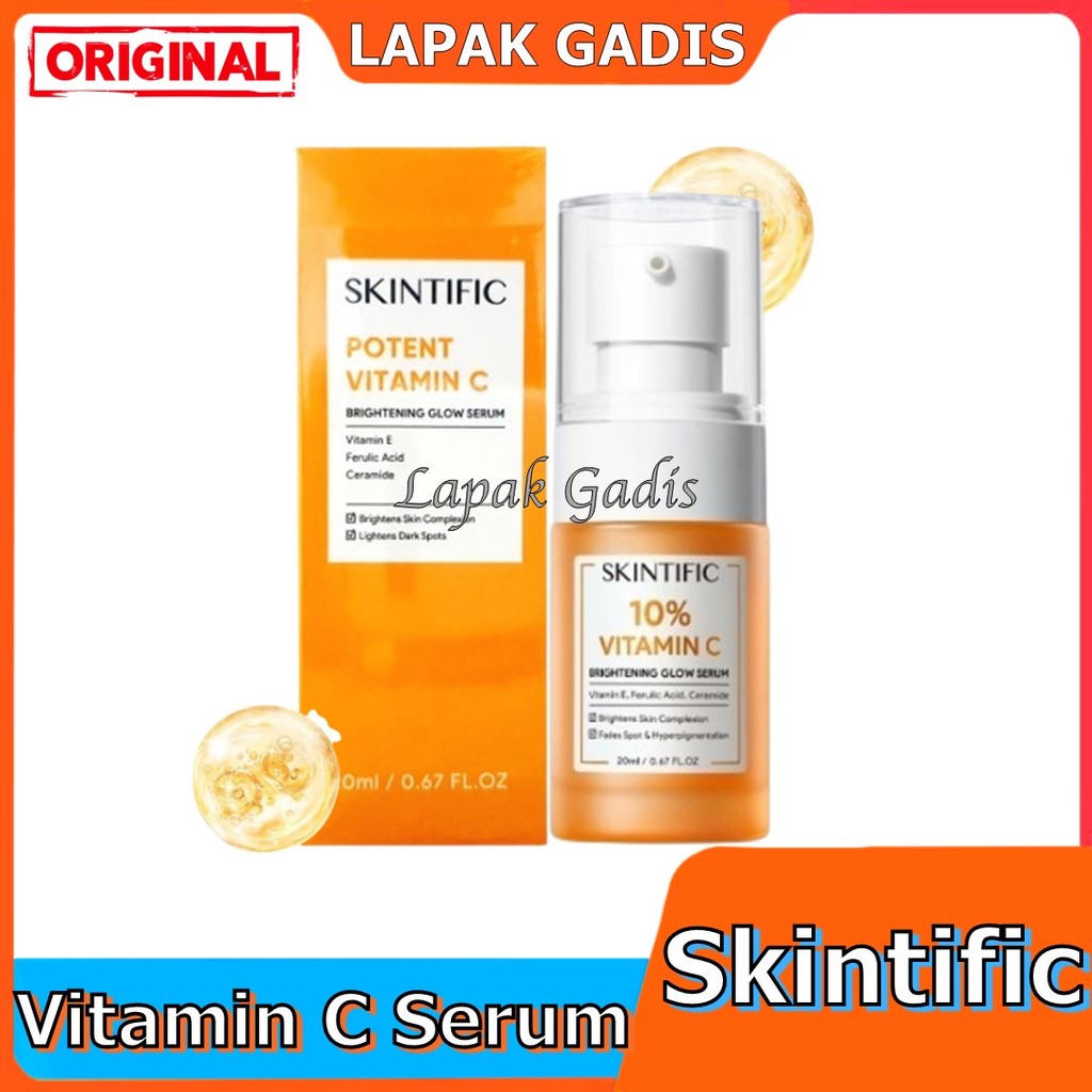 Lapak Gadis SKINTIFIC 10% Vitamin C Brightening Glow Serum 20ml | Serum Mencerahkan Dark Spot Tumpas