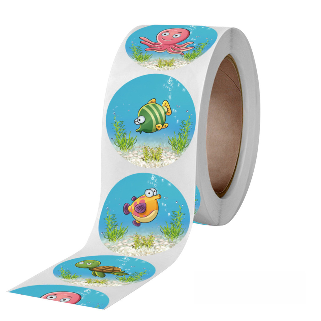

50-500pcs Cute Cartoon Sea fish Stickers For kids Children Reward Label Encouragement Scrapbooking Decoration Stationery Sticker