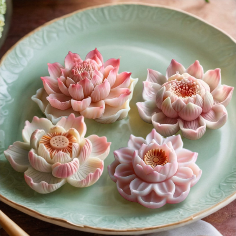 

3D Lotus candle silicone mold Lotus seed flower candle mold Peony flower rose candle silicone mould Resin mold cake molds